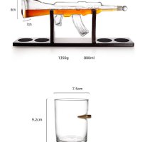 Стъклена бутилка Калашник AK-47 за алкохол с чаши диспенсър уиски вино, снимка 4 - Сервизи - 43025226