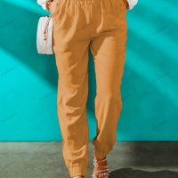 Дамски летен едноцветен панталон с ластик на талията, 9цвята - 023, снимка 11 - Панталони - 40407247