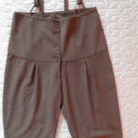 Кафяв дамски панталон с висока талия М, снимка 3 - Панталони - 26644635