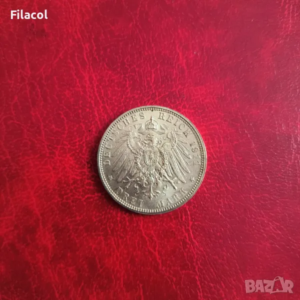 Германска империя Бавария 3 марки 1911 Принц Регент Леополд, снимка 1