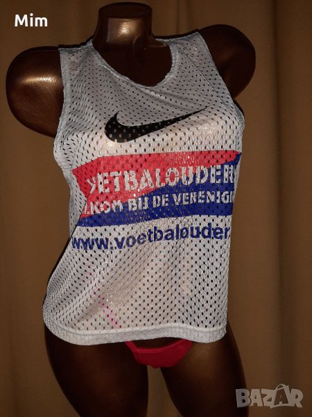 Nike S/M Мрежест къс бял потник с надписи, снимка 1