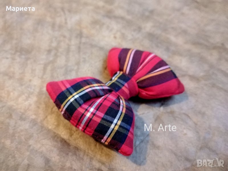 Карирана фибичка панделка Панделка Червено каре , снимка 1