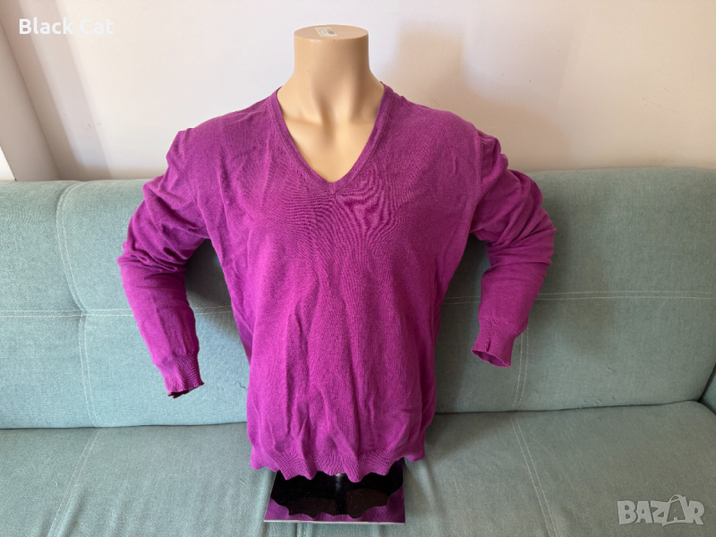 "Jake*s" / "Джейкс" – марков лилав мъжки пуловер, V-Neck, блуза с дълъг ръкав, топ, снимка 1