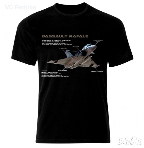 Мъжка Тениска Dassalut Rafale Air Fighter Aircraft Jet Luftkampf Flugzeug Blueprint, снимка 1