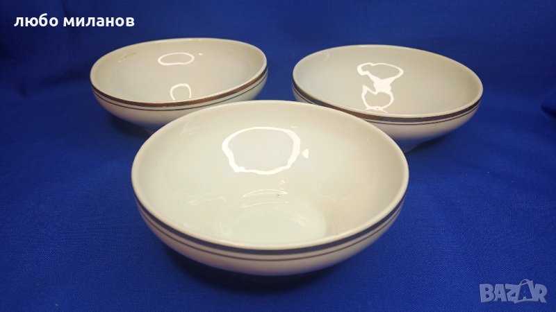 Порцеланови купички за десерт, компот, златен кант, 3 бр, снимка 1
