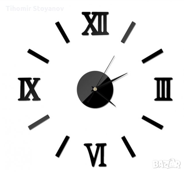 Стенен часовник римски цифри  черен, снимка 1