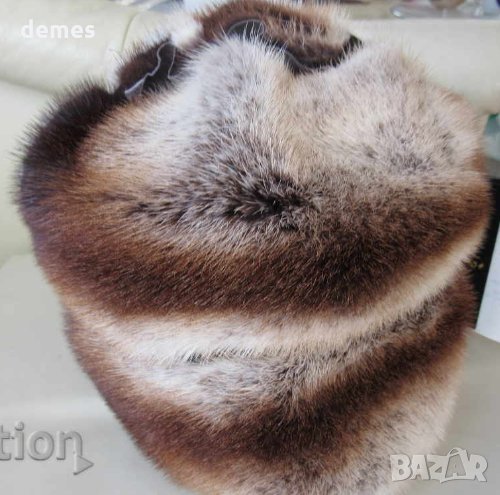  Елегантна кожена дамска шапка от норка, нова, снимка 1