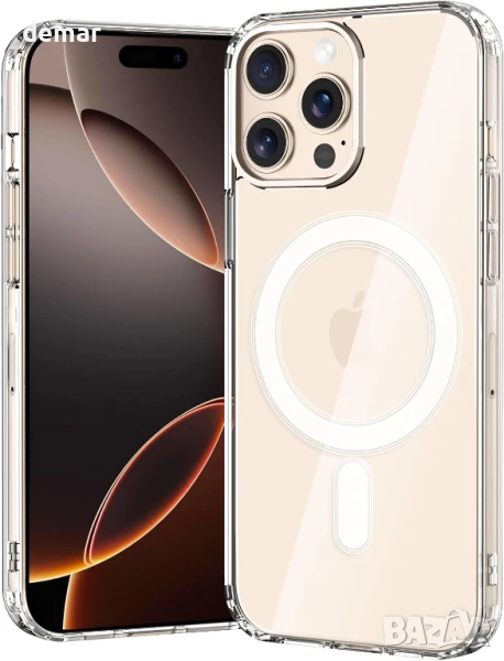 gueche Магнитен калъф за iPhone 16 pro max, прозрачен, съвместим с MagSafe, снимка 1