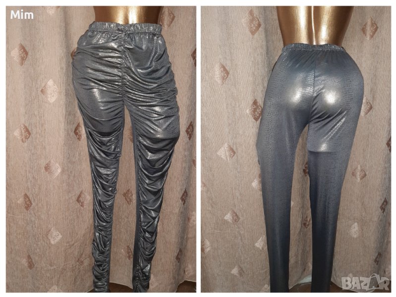 Nu M Сребрист змийски принт с мокър ефект , снимка 1