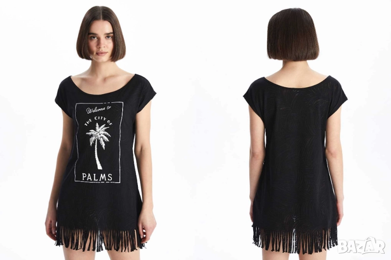 Дамска плажна рокля LC Waikiki, 60% полиестер, 40% памук, Черна, XXL, снимка 1