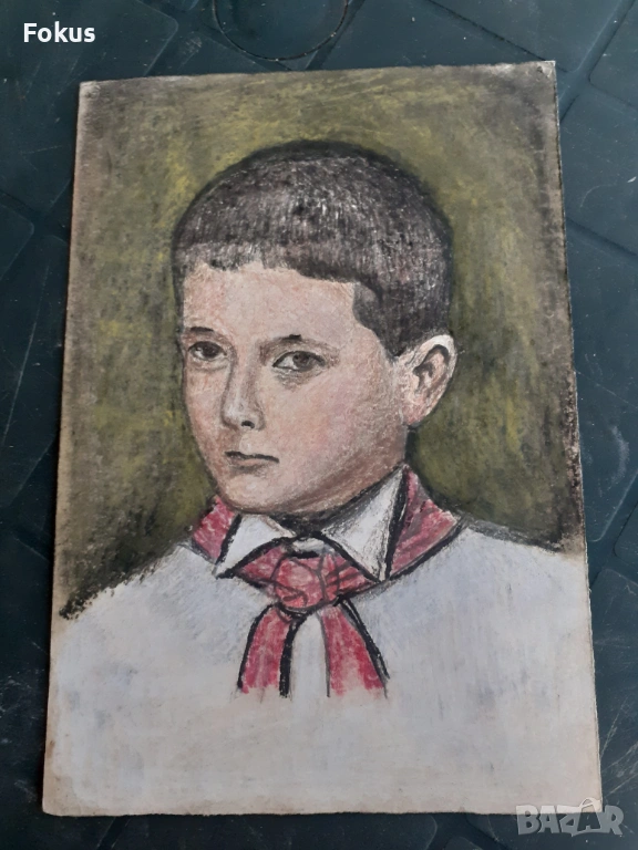 Стара майсторска рисунка с пастели - картина, снимка 1