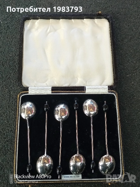 Стар комплект сребърни 6 бр.английски лъжички., снимка 1