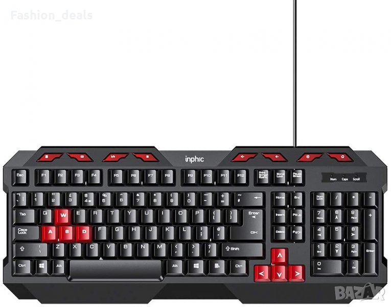 Пълноразмерна кабелна геймърска клавиатура UK layout Anti-ghosting , снимка 1