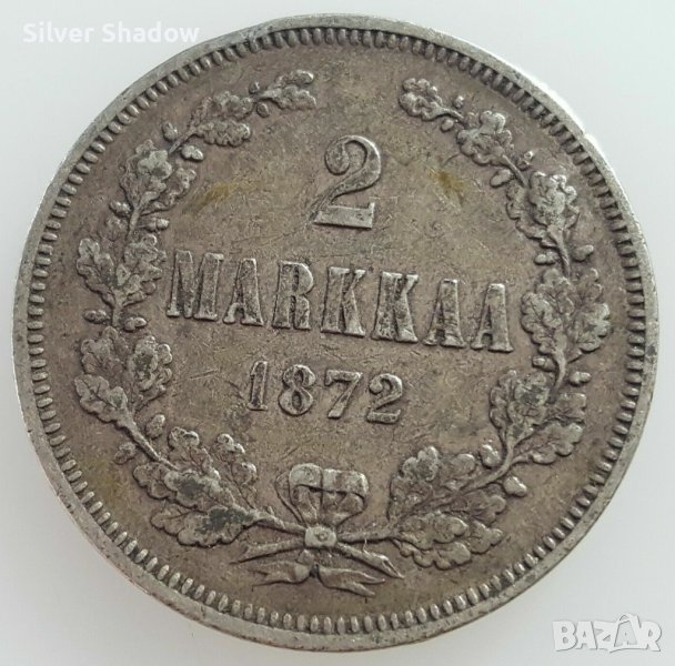 Монета Финландия 2 Марки 1872 г. Александър II  /1, снимка 1