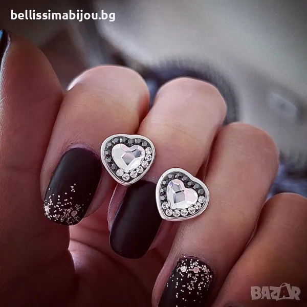 Дамски Сребърни Обеци с Кристали Сваровски/Swarovski, снимка 1