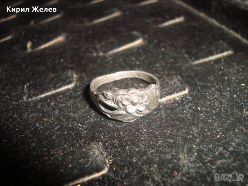 ПОСРЕБРЕН СТАР ВИНТИДЖ ФЛОРАЛЕН АРТ-ДЕКО НЕЖЕН ПРЪСТЕН 21644, снимка 1
