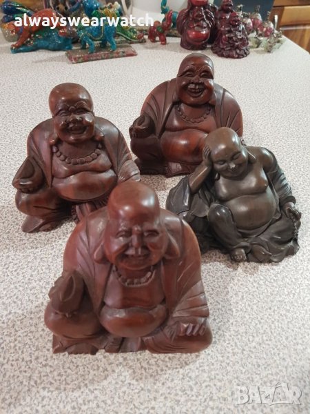 Дървени статуетки Буда / дърворезба / Статуетка - 4 бр., снимка 1