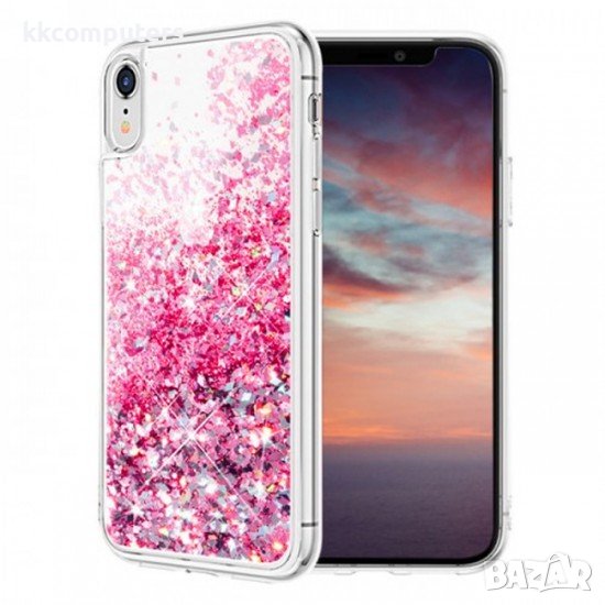 Силиконов кейс MBX Liquid с течност и брокат, За iPhone 11 (6.1), Розов, снимка 1