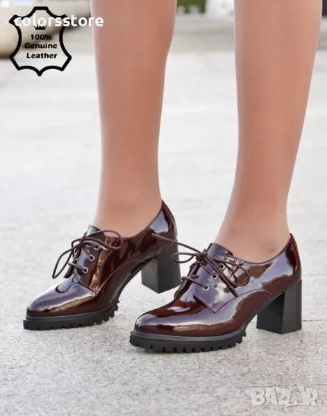 Обувки на ток - бордо ЕСТЕСТВЕН лак - 17021Z-2-4K, снимка 1