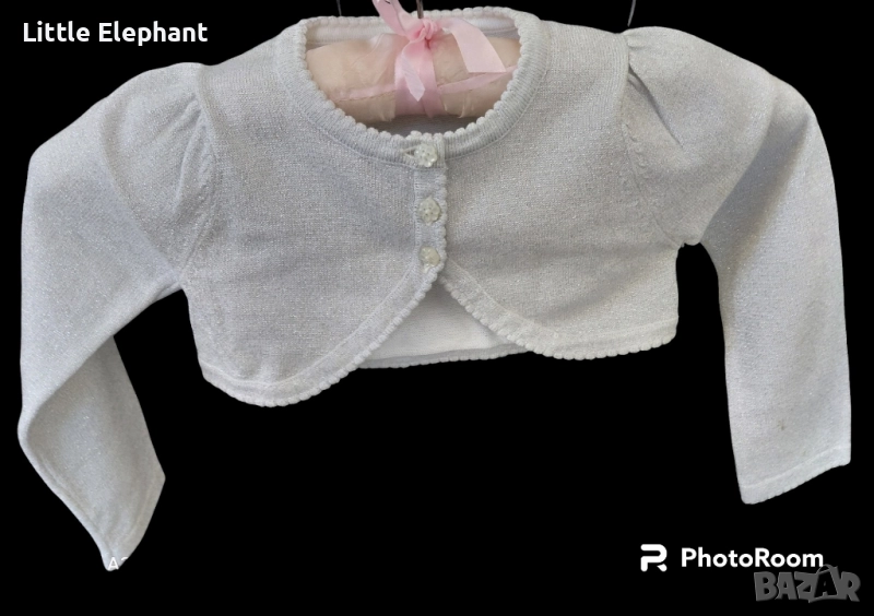 Болеро за момиченце на 2-3 год със сребърни нишки"Little flower",Англия/ново, снимка 1