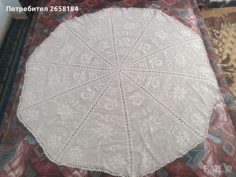 Ръчно плетена покривка диам.145см., снимка 1