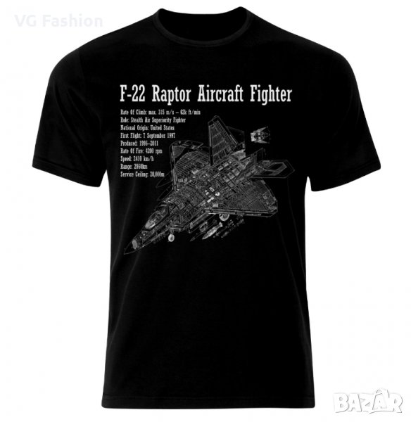 Мъжка Тениска F-22 Raptor Air Fighter Aircraft Jet Luftkampf Flugzeug Blueprint, снимка 1