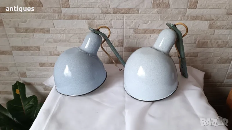 Комплект стари емайлирани лампи за стена или таван - №9 - Антика, снимка 1
