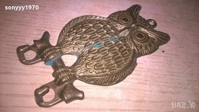 сова/бухал-мед/месинг-внос франция-12х7см, снимка 1