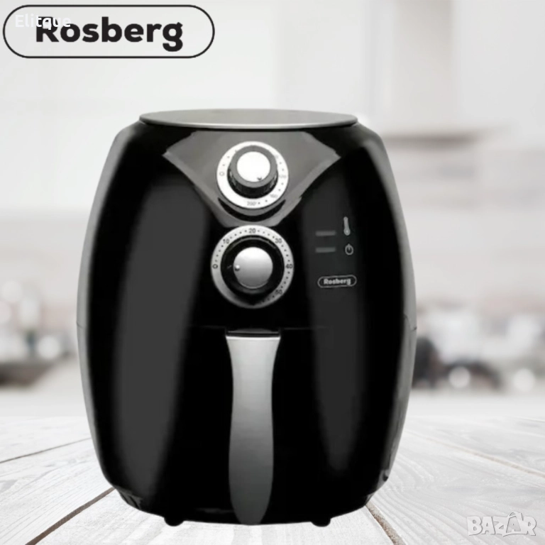 Фритюрник AirFryer Rosberg Premium, 1600W, 3л., Горещ въздух, Таймер, до 200°C, Черен, снимка 1