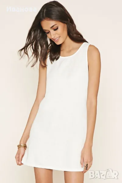 Къса бяла лятна рокля. Ленена рокличка, снимка 1