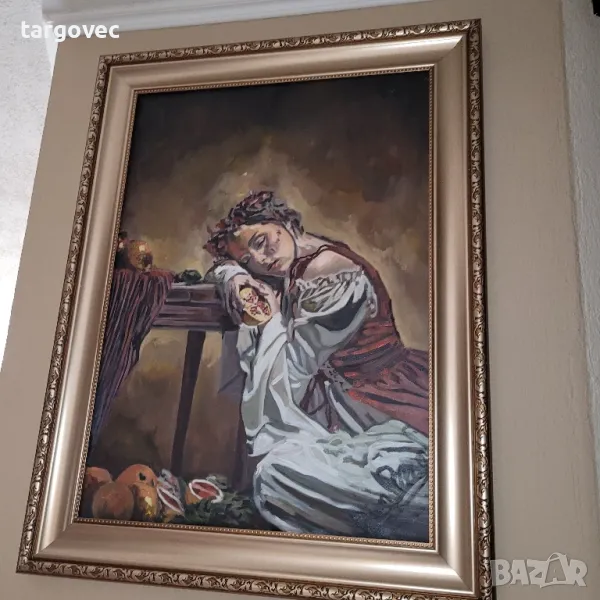 Деян Петров прекрасна картина момиче с нар, снимка 1