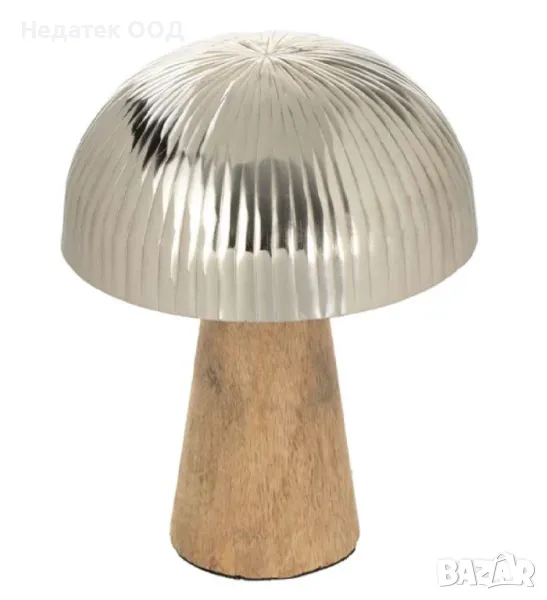 Декоративна дървена гъба, сребро, Ø10.5x10.5см, снимка 1