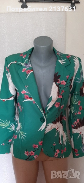 НОВО ! ИТАЛИАНСКО  ДАМСКО  ЗЕЛЕНО  САКО -  Размер  S , снимка 1