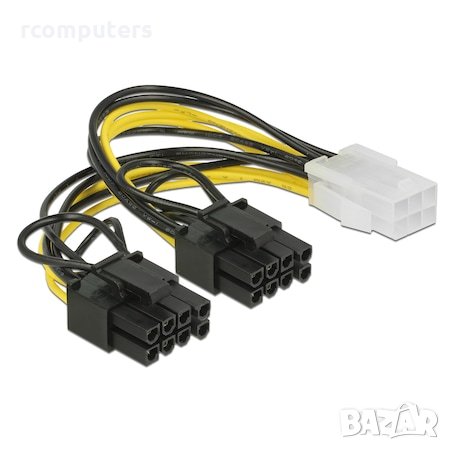 Преходник - захранващ кабел SATA 15pin M port - 2 x 8 pin graphic card power, снимка 1
