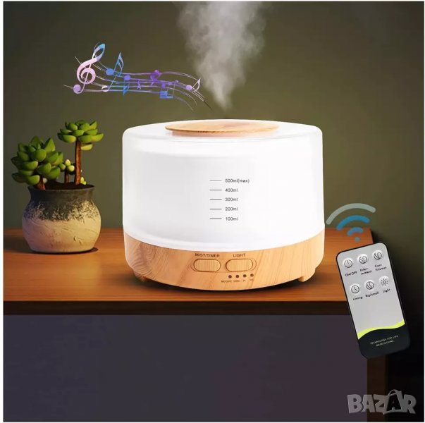 Ново! Музикален Дифузер овлажнител за ароматерапия с Bluetooth колонка, Арома дифузер, блутут музика, снимка 1