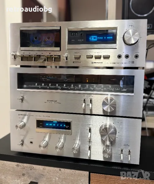 💥Ретро аудио система сет PIONEER - усилвател, дек и тунер - синя серия - Made in Japan💥, снимка 1