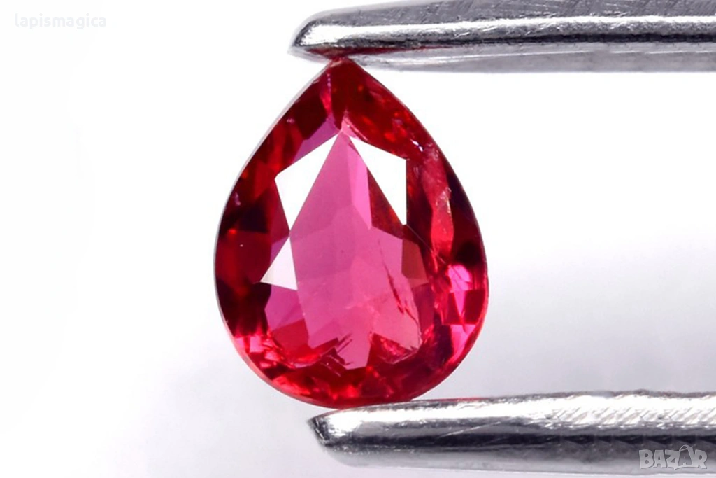 Розовочервен рубин 0.17ct нетретиран 4x3mm капка шлифовка, снимка 1