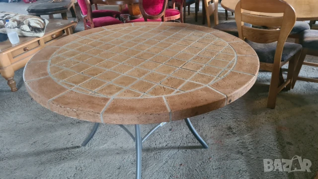 каменна маса с метални крачета , снимка 4 - Маси - 50682104