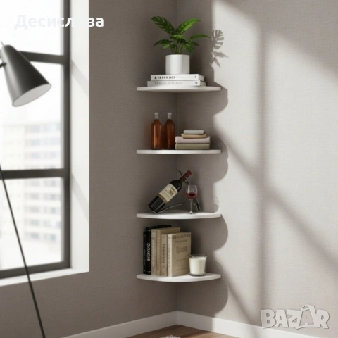 Комплект от 4 ъглови стенни рафта за съхранение – PVC, снимка 3 - Други - 53136272