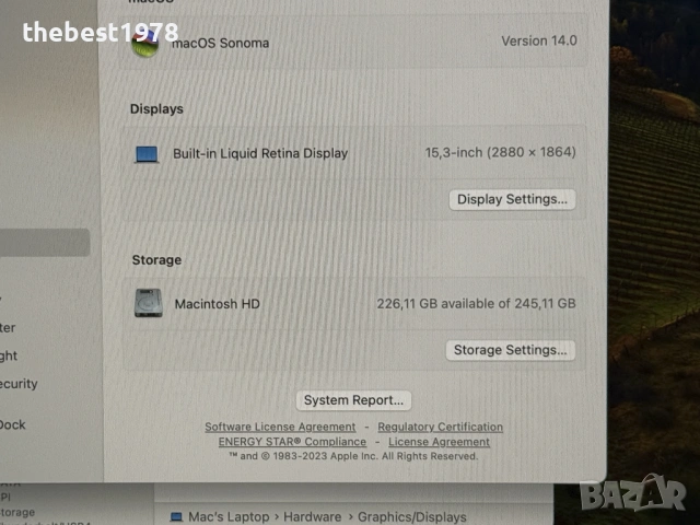 MacBook Air 15 M2`8 CPU/10 GPU/8GB RAM/256GB SSD/Бат 99%/Като Нов, снимка 10 - Лаптопи за работа - 53284281