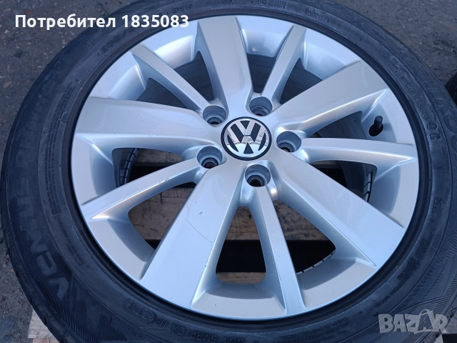 Лети джанти 16ки 5х112 VW + летни гуми 205/55/16 Hankook, снимка 4 - Гуми и джанти - 52866696