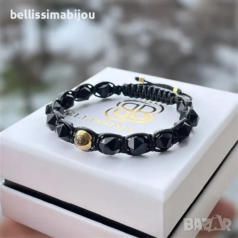 Мъжка Гривна от Оникс и Стомана, снимка 1 - Гривни - 48785612