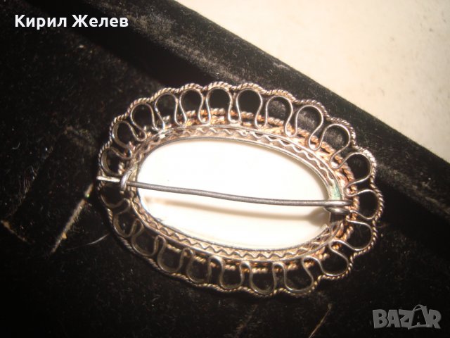 СРЕБЪРНА ФИЛИГРАННА ПОРЦЕЛАНОВА РЪЧНО РИСУВАНА РЕТРО БРОШКА АРТ НУВО 20715, снимка 4 - Други - 32266475