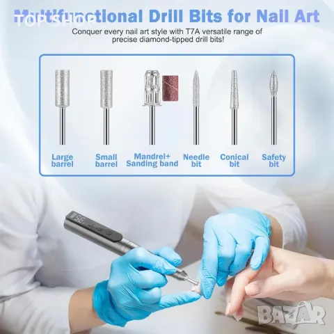 NAILGIRLS Безжична електрическа пила за нокти с аксесоари, снимка 4 - Маши за коса - 48778286