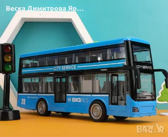 Детски двуетажен автобус със звукови и светлинни ефекти, син, снимка 4 - Други - 47883573