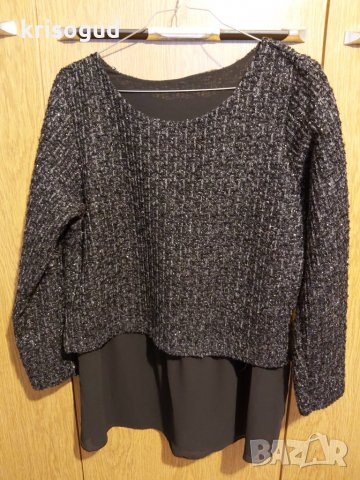 Елегантна и стилна дамска блуза, 50% Памук; 50% Полиестер, произведена в Италия, снимка 1 - Блузи с дълъг ръкав и пуловери - 27319778