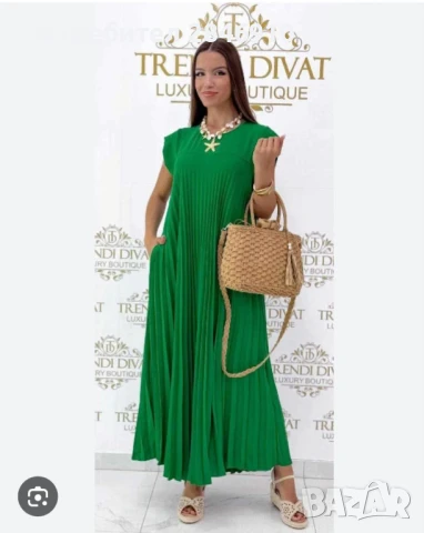 Зелена дълга рокля солей