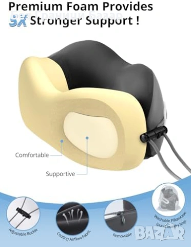 Нова Пътна възглавница за врат със седалков ремък + 3D маска - сива, снимка 5 - Други - 53566827