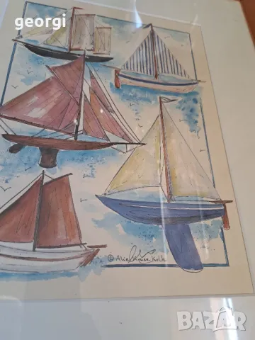 три картини акварел на морска тематика , снимка 3 - Картини - 47747273