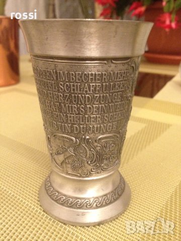 Старинна немска чаша от калай серия Lindenwirthin , снимка 5 - Колекции - 43201328
